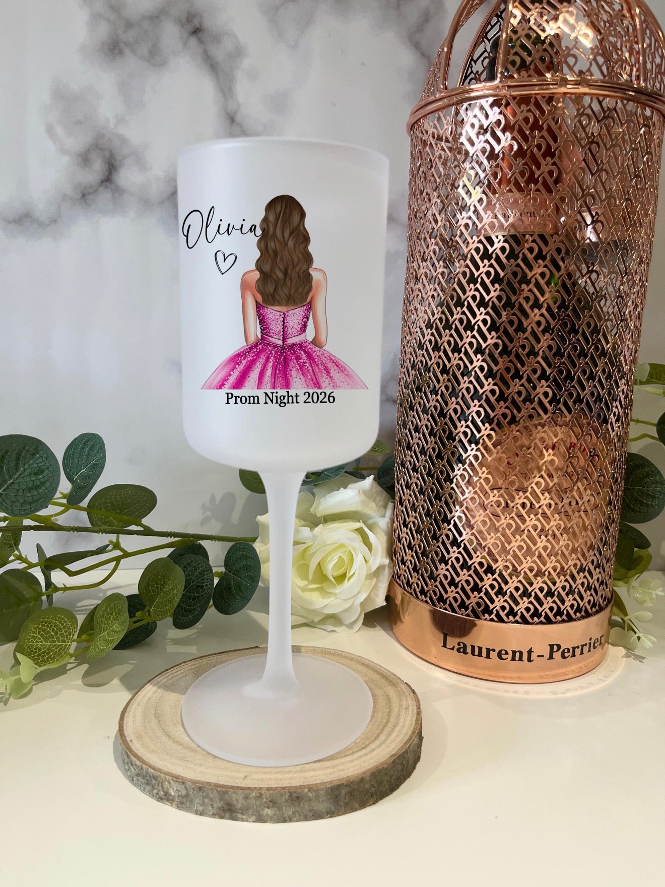 Prom Frosted Wine Glass