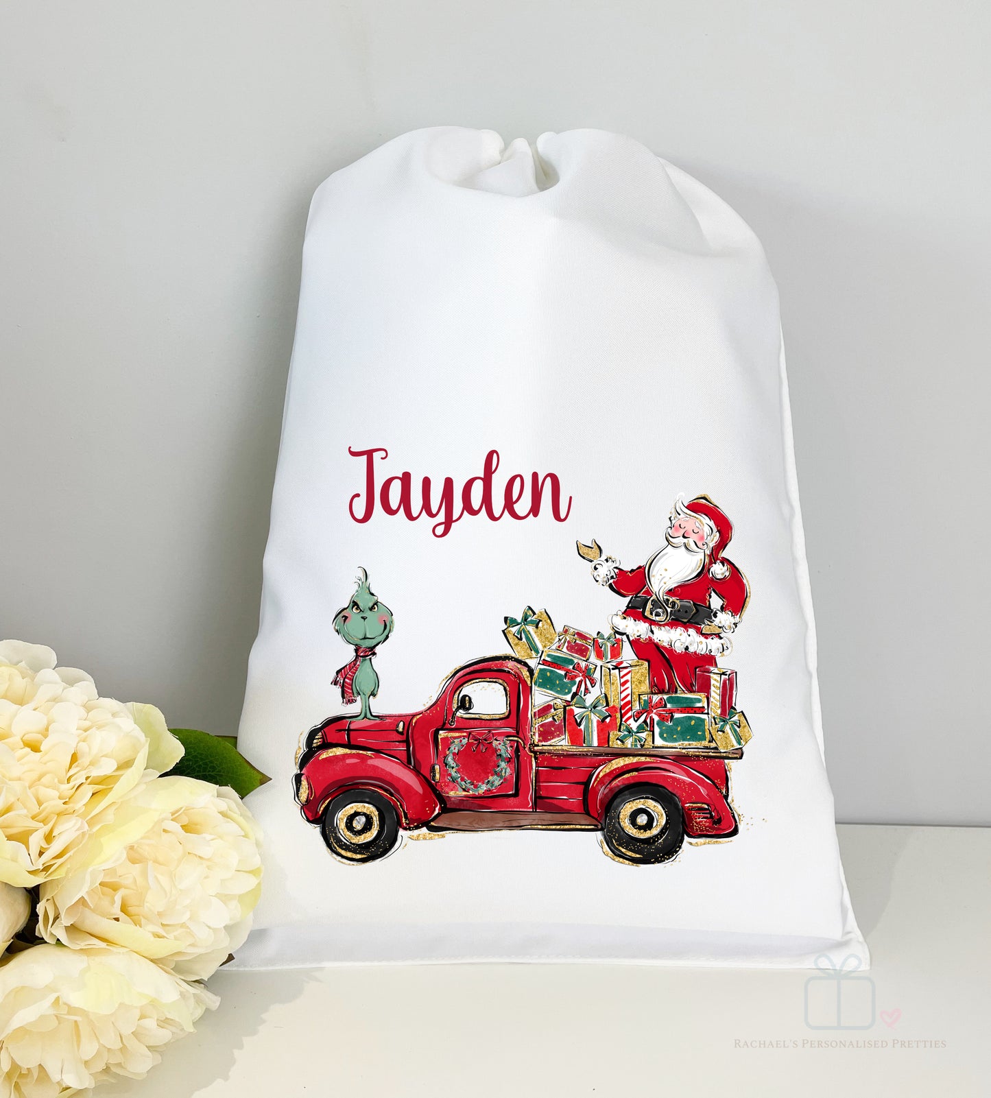 Personalised Christmas Sack A3 size -Santa's Truck image 0