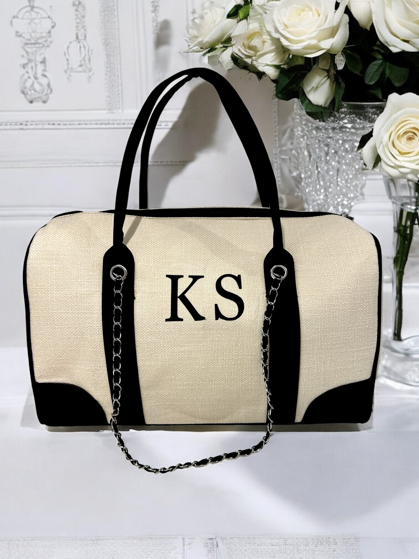 Personalised Monogram Initial Canvas Holdall Bags