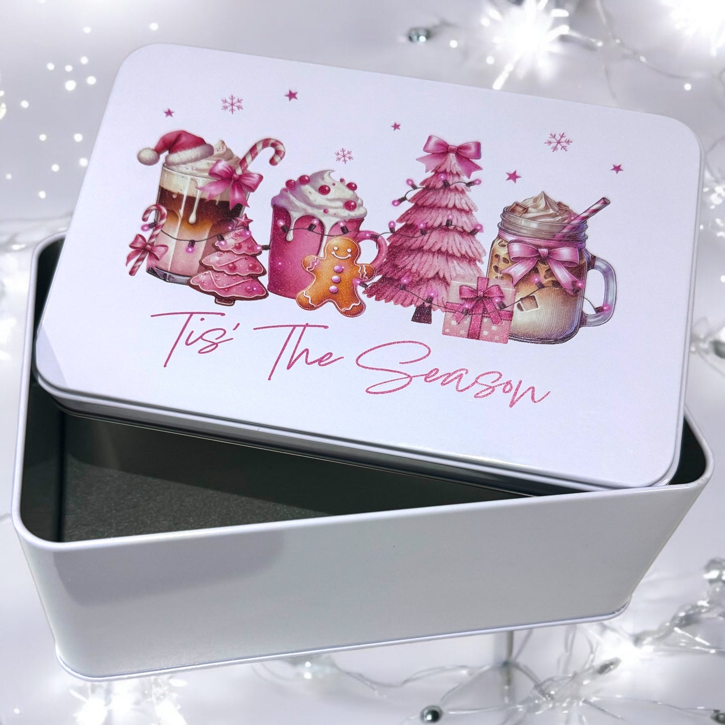 Tis the season pink themed Christmas tin image 0