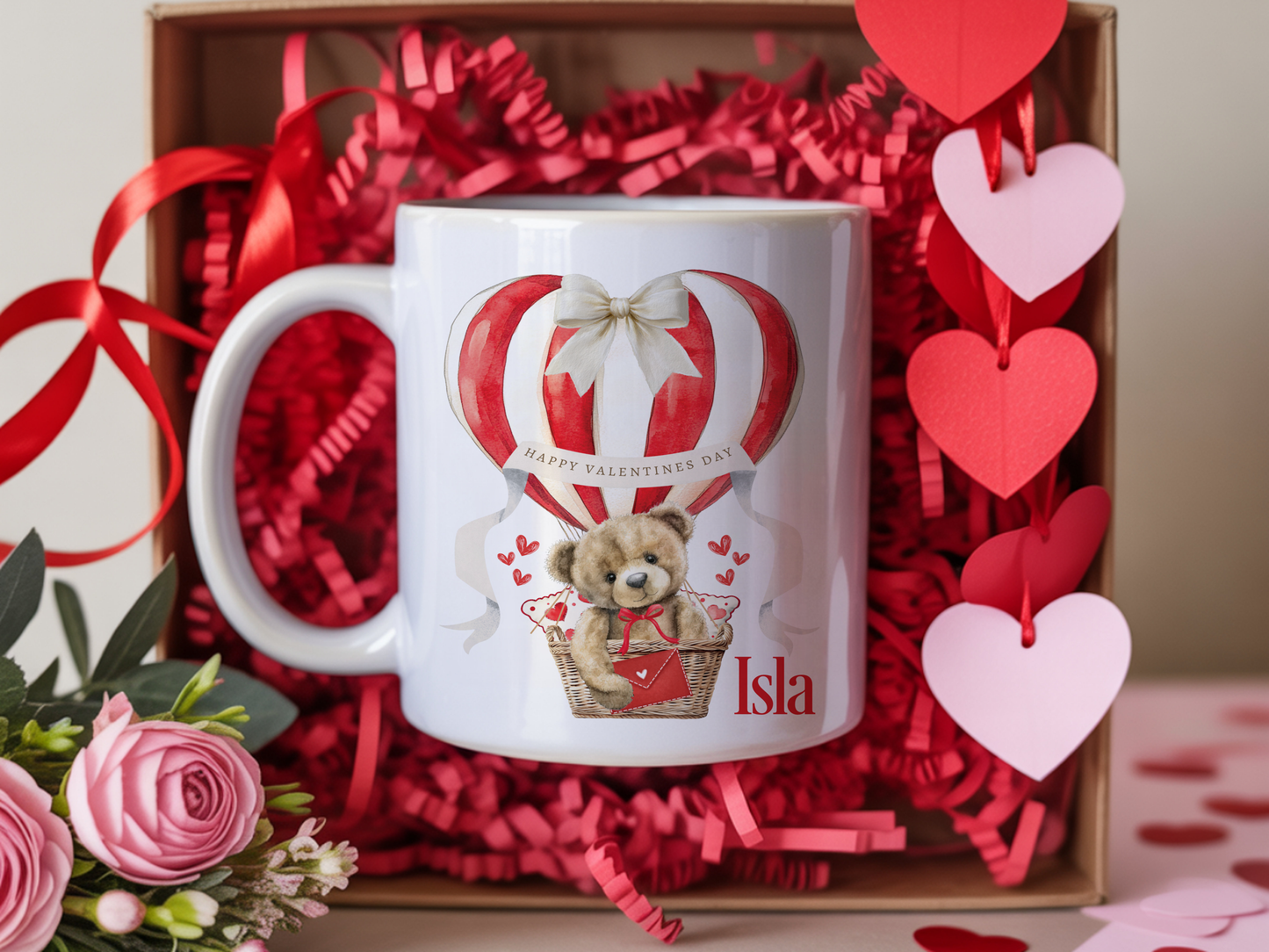 Hot Air Balloon Valentines Teddy Bear Box and Gifts
