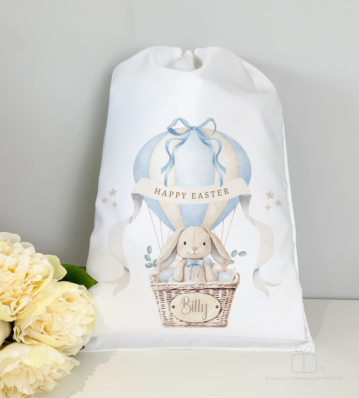 Easter Bunny Blue Hot Air Balloon Bunny A3 Sack Bag