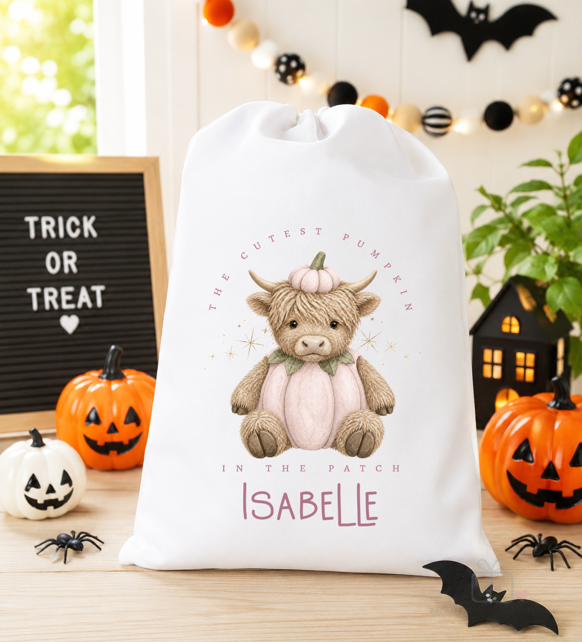 Halloween Pumpkin Highland Cow Trick Or Treat A3 Stuff Sack