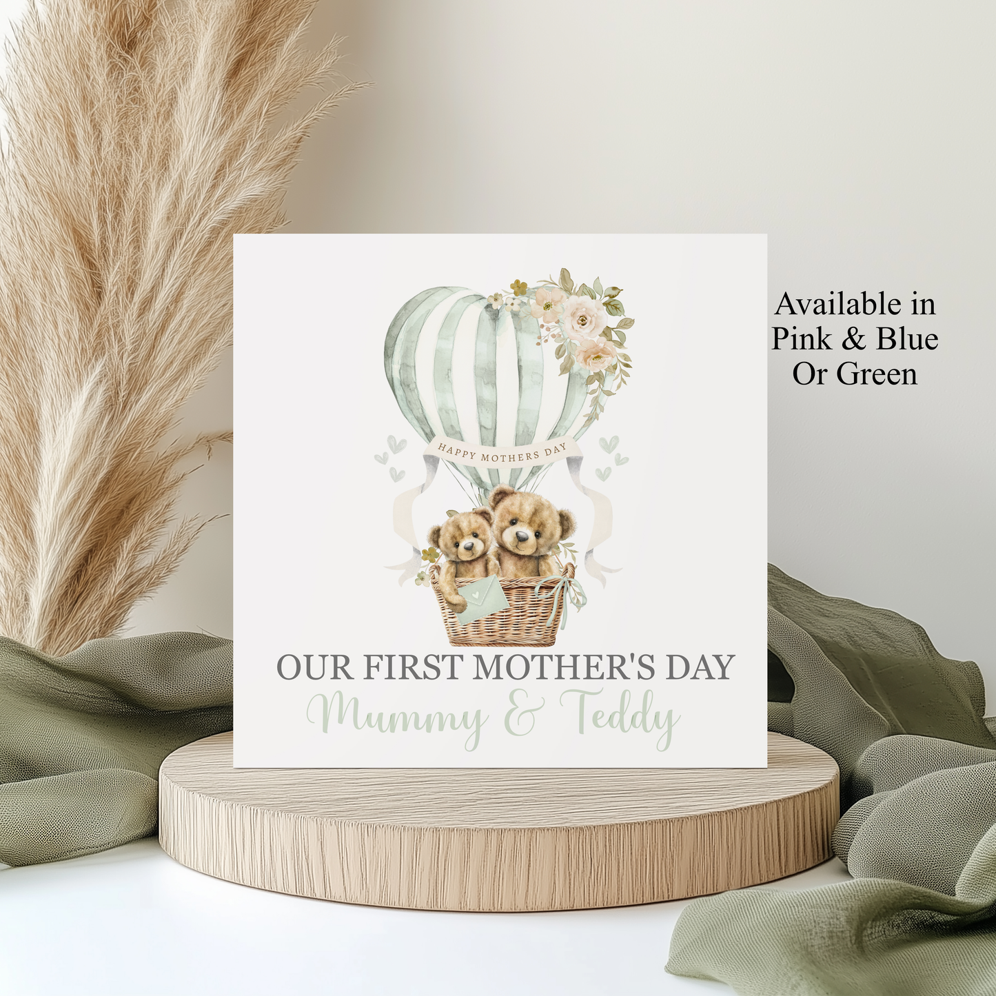 Personalised First Mother's Day Card in Pink, Green or Blue, Our 1st Mothers Day Keepsake, New Mum Card, Mother's Day Gift from Baby
