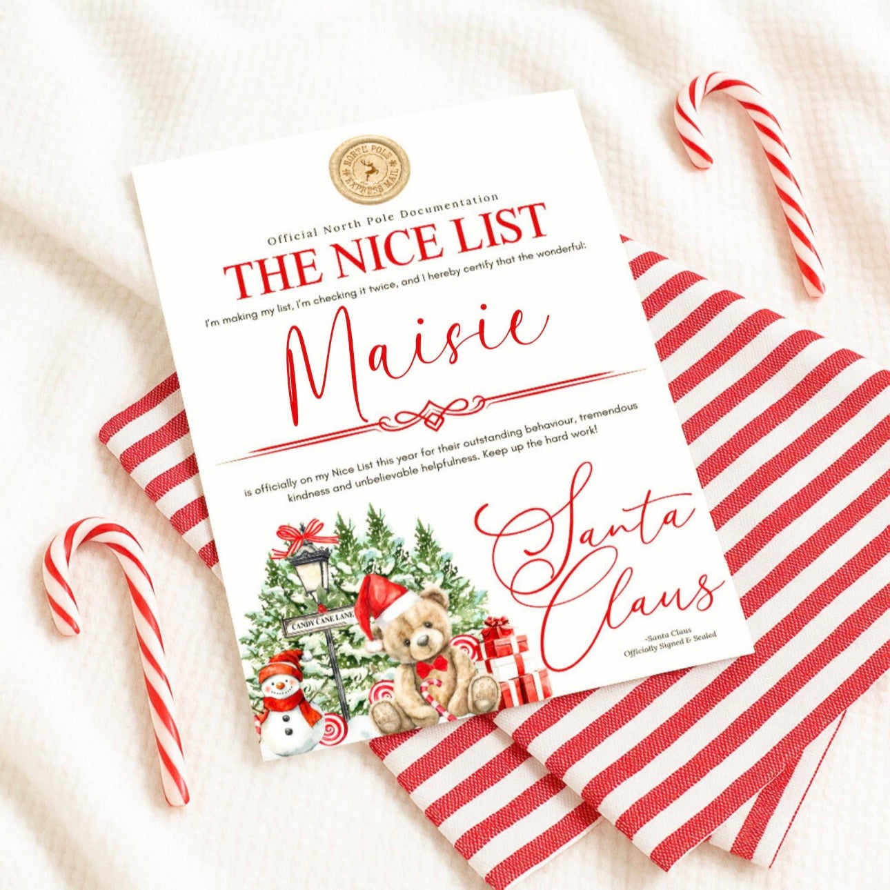 Red North Pole Bear Letters