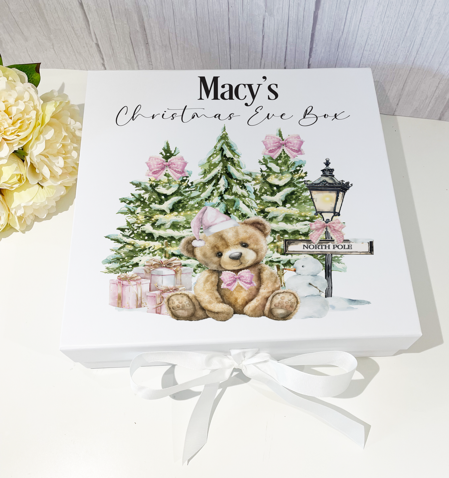 Pink North Pole Teddy Bear Christmas Eve Box