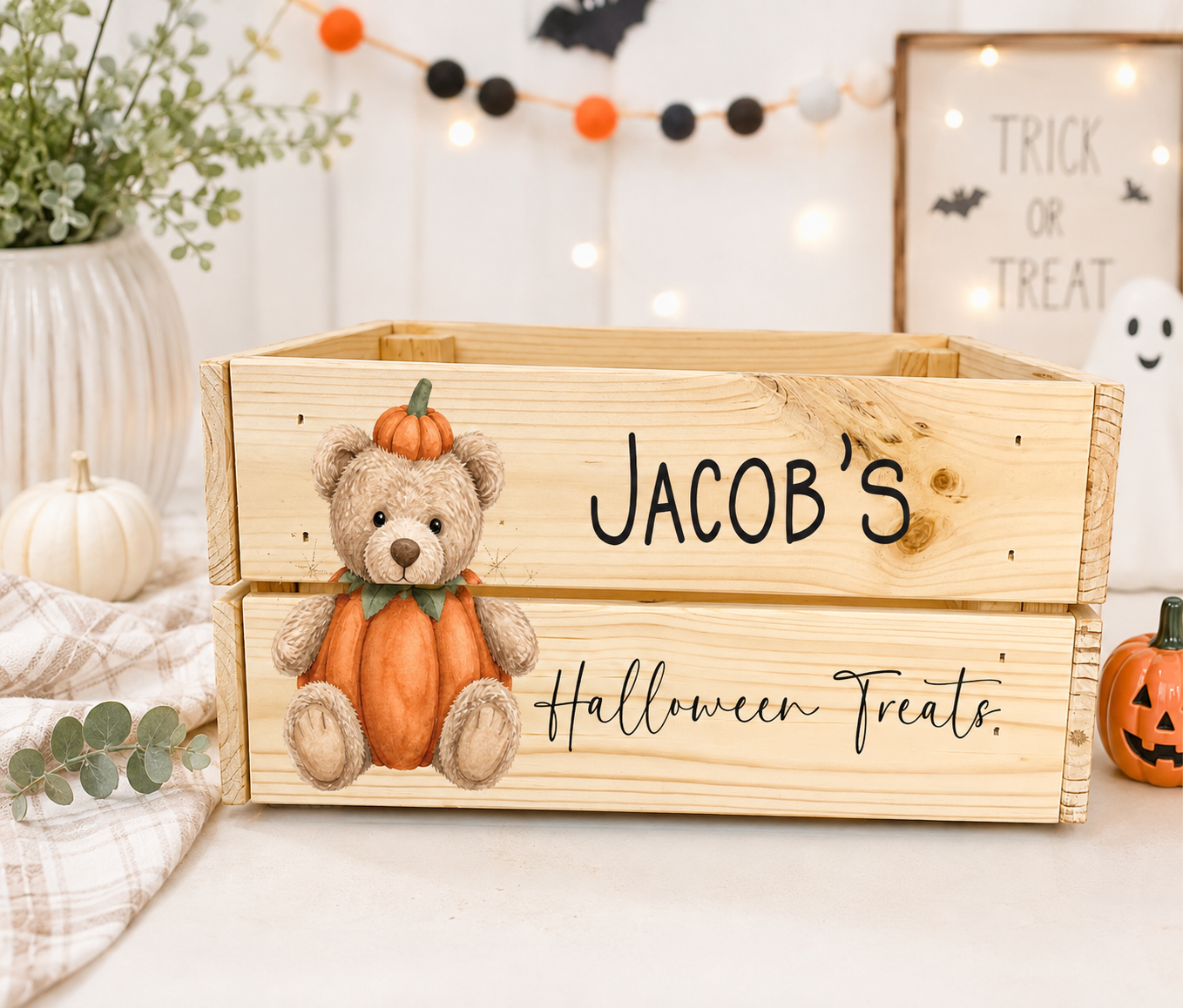 Halloween Pumpkin Teddy Bear Crate