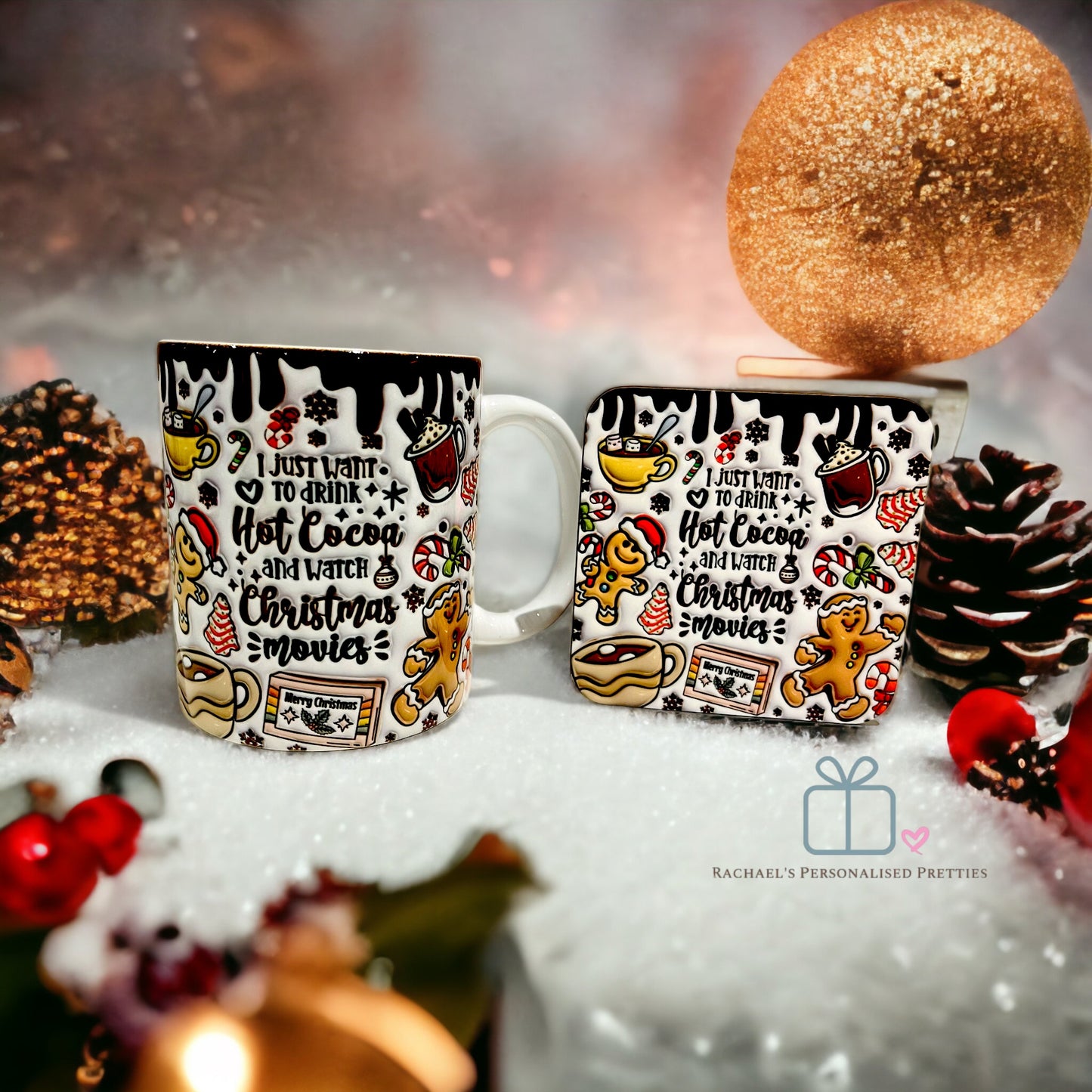 Christmas movies and cocoa mug and coaster set image 0