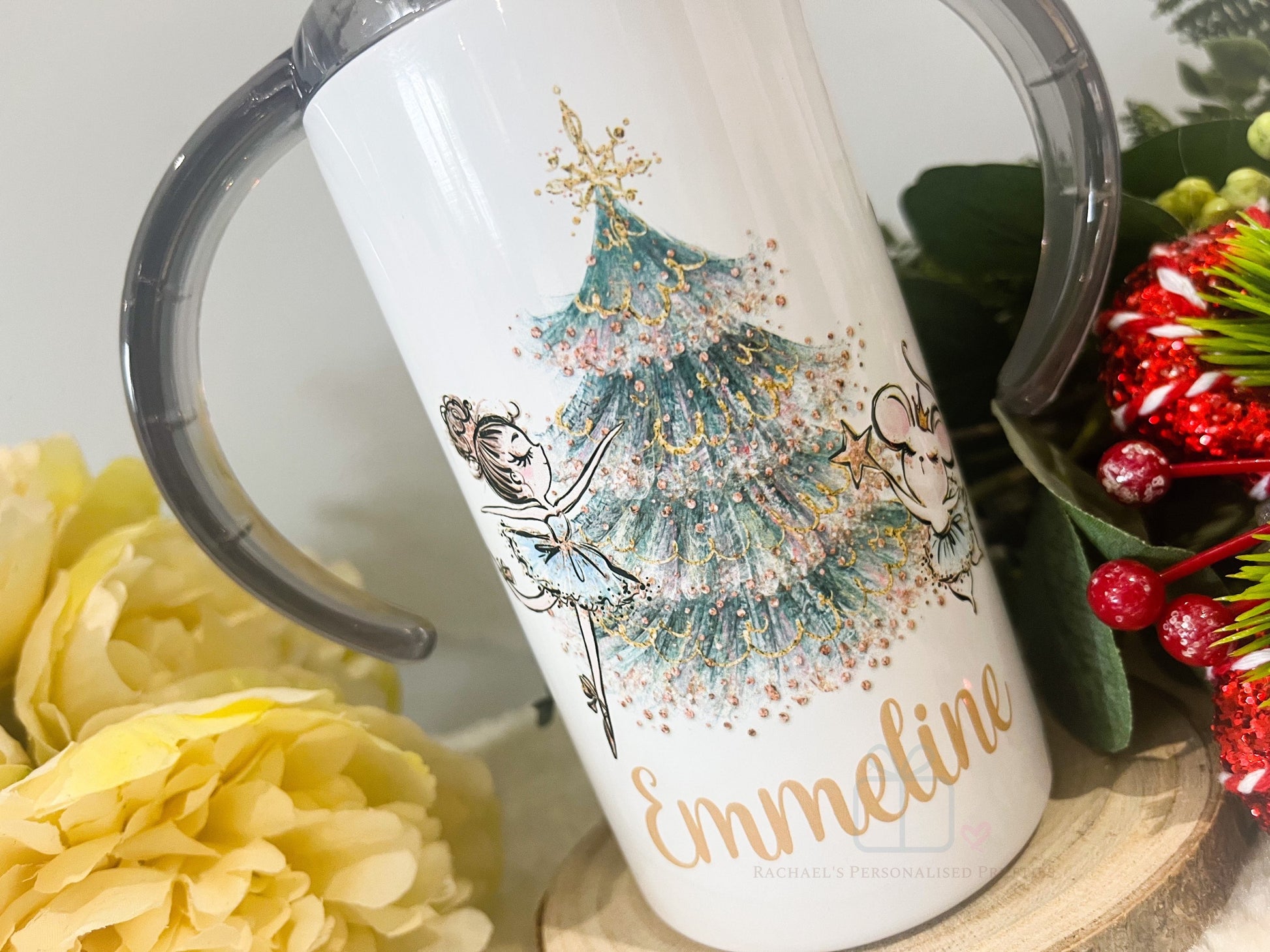 Personalised Metal Sippy Cup - Christmas Ballerina  image 1