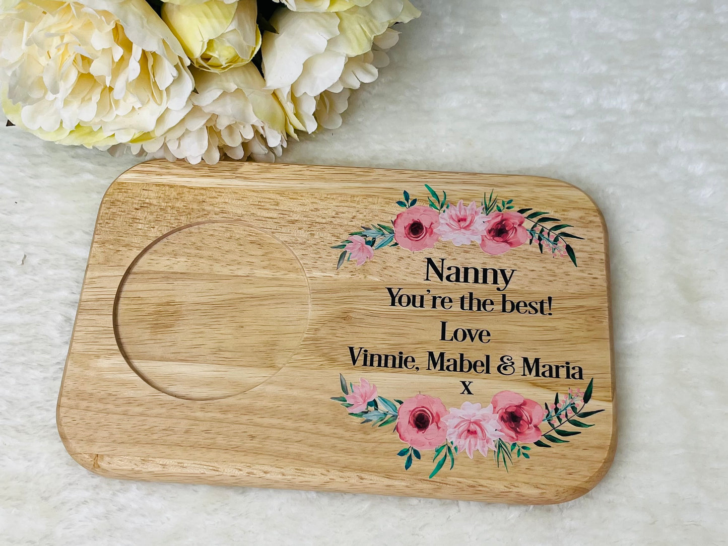 Personalised Tea & Biscuit Board - with floral boarder