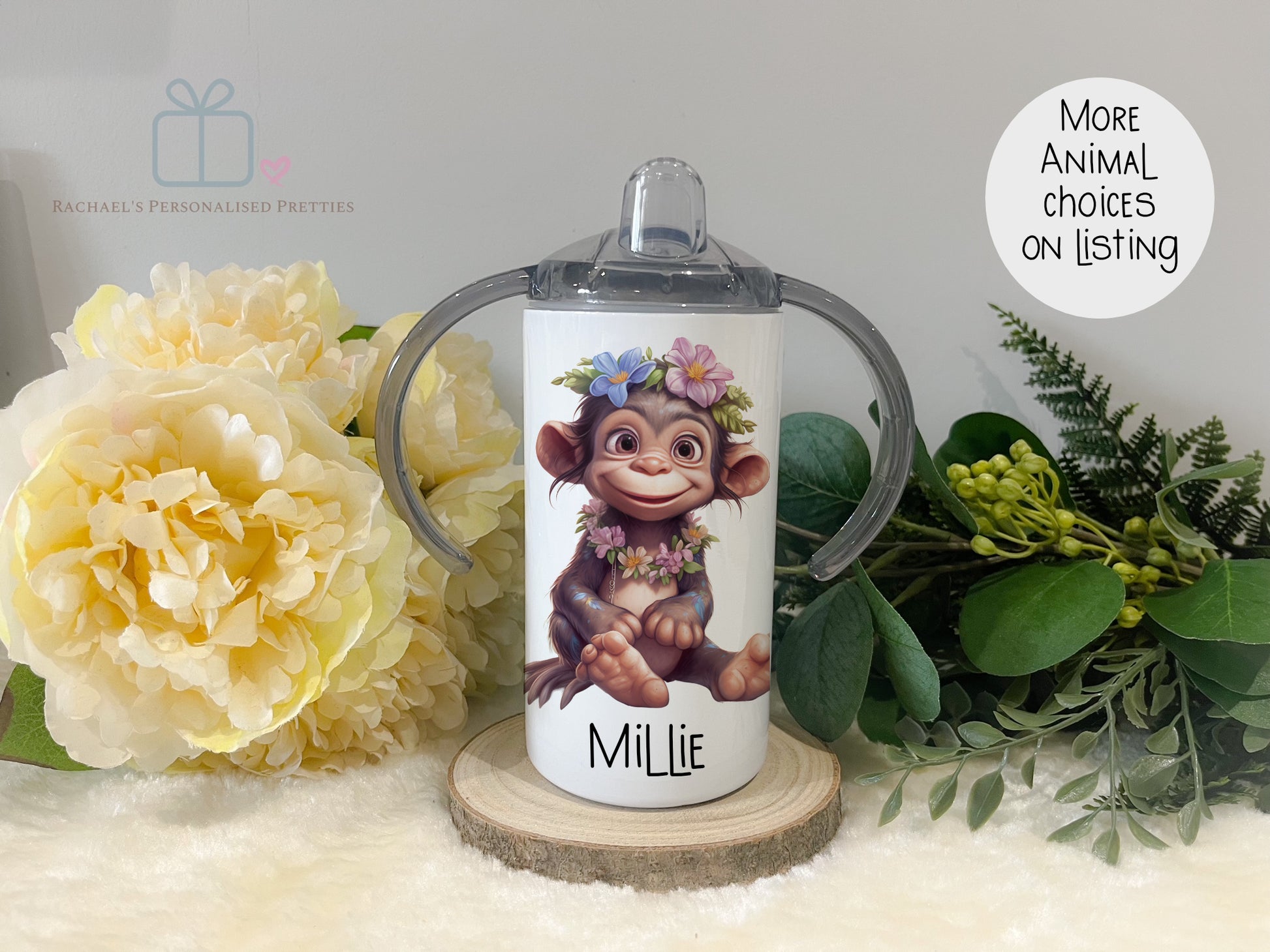 Personalised Metal Sippy Cup - Cute Animals image 3