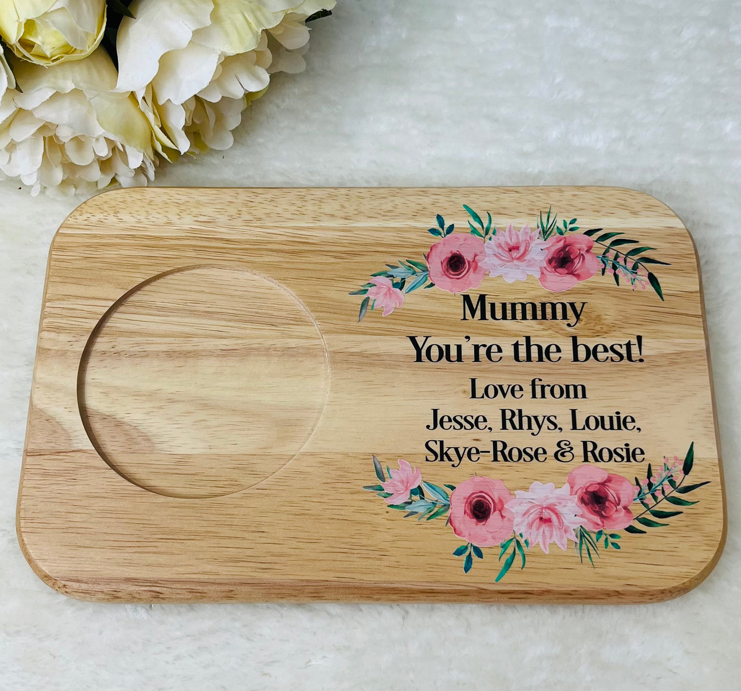 Personalised Tea & Biscuit Board - with floral boarder