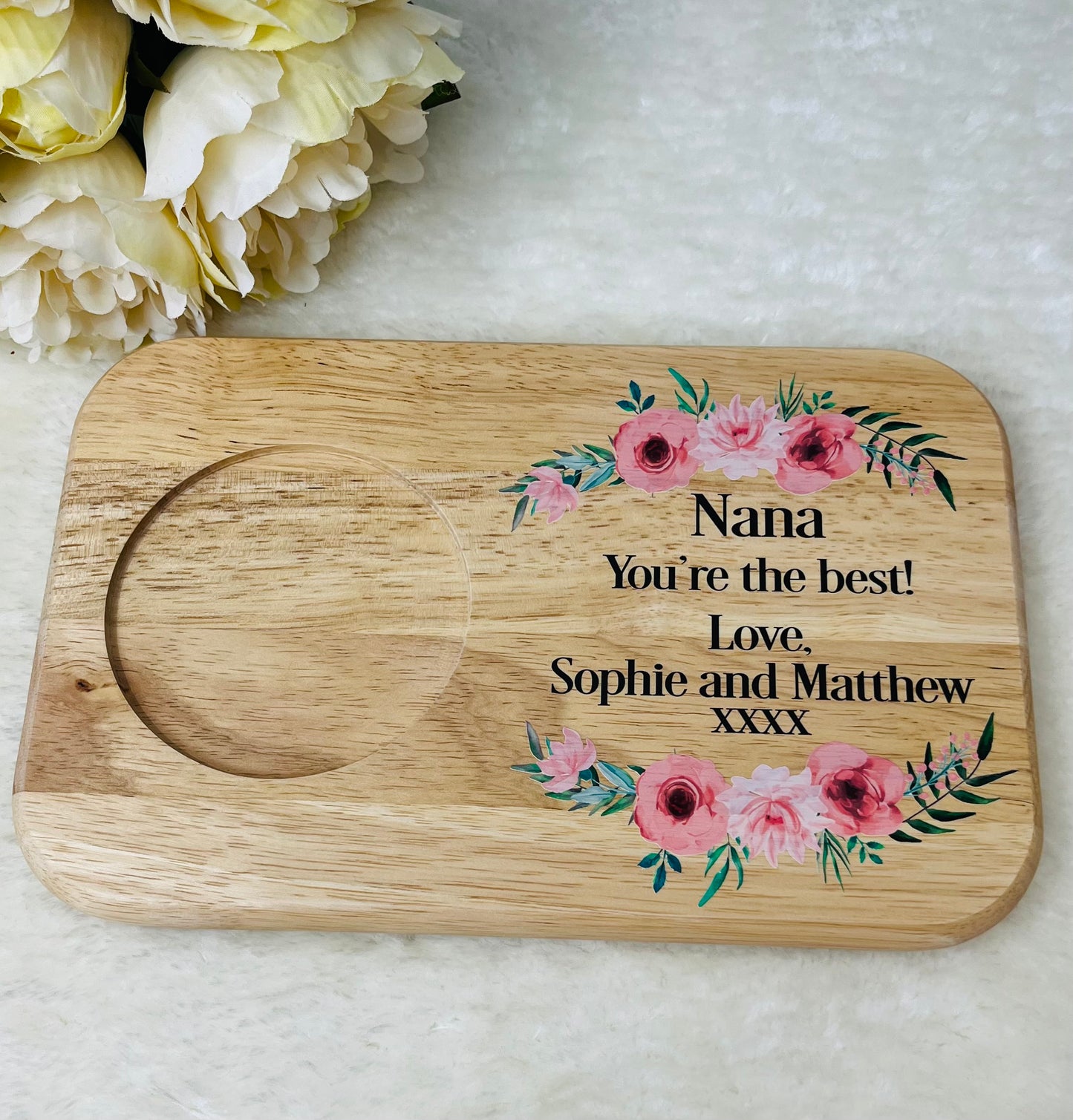 Personalised Tea & Biscuit Board - with floral boarder