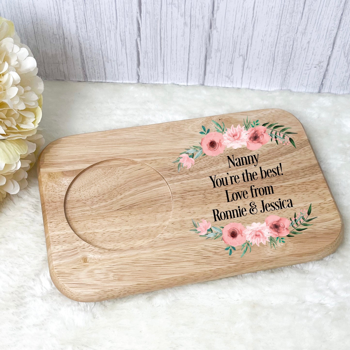 Personalised Tea & Biscuit Board - with floral boarder  image 0