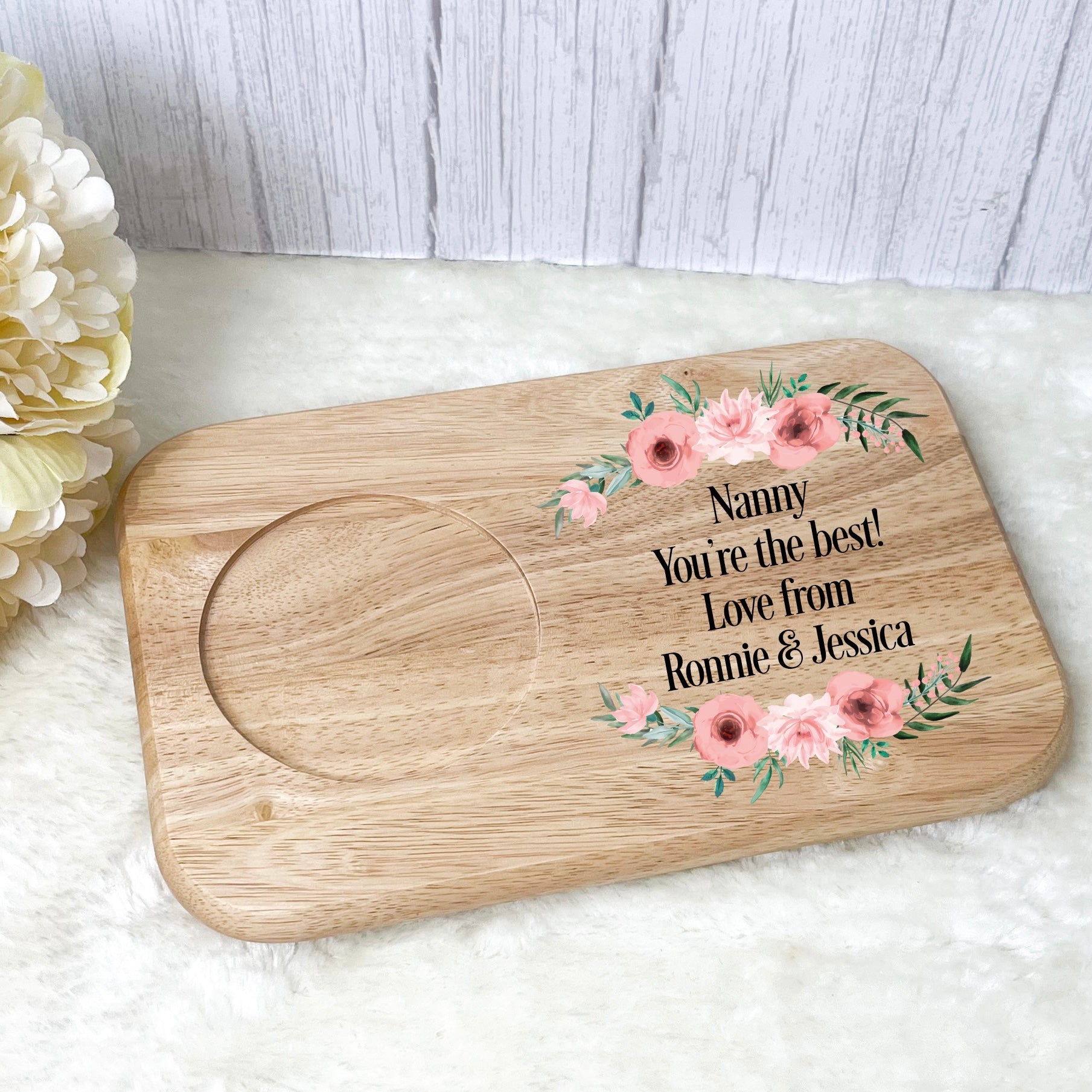 Personalised Tea & Biscuit Board - with floral boarder  image 0