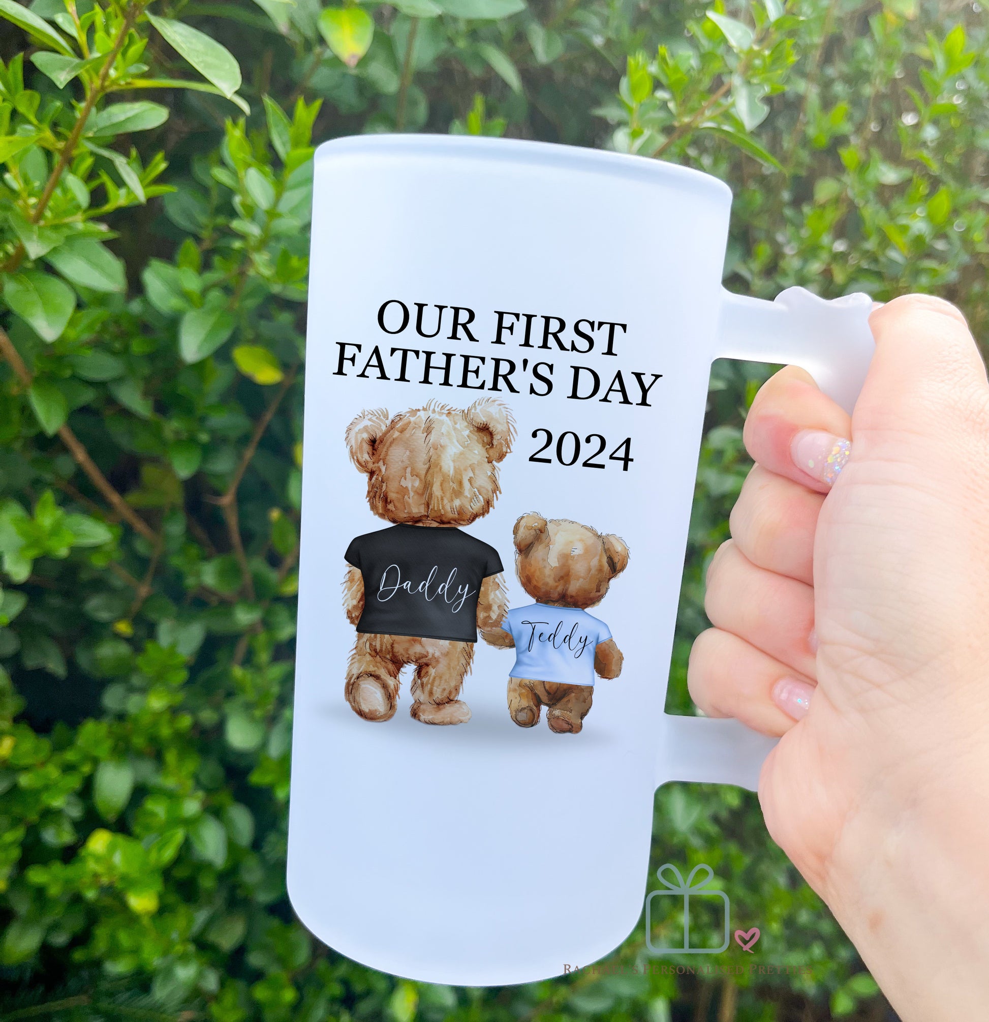 First Fathers Day Teddy Bear Beer Glass image 1