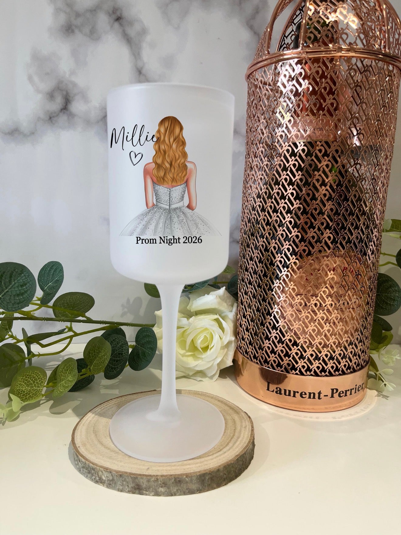 Prom Frosted Wine Glass