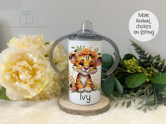 Personalised Metal Sippy Cup - Cute Animals image 0