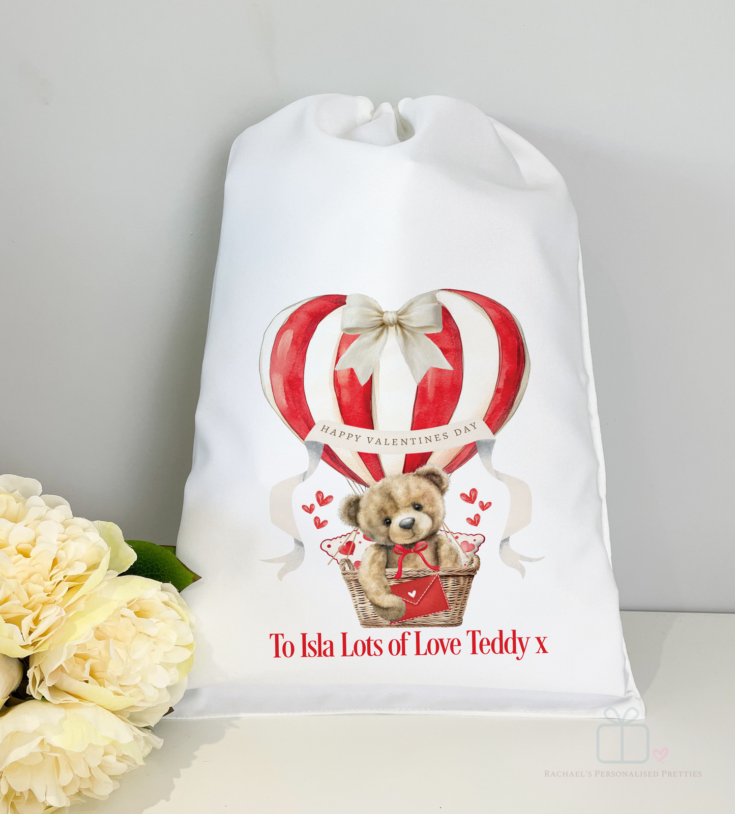 Personalised Valentine’s Teddy Sack – A3 Gift Bag