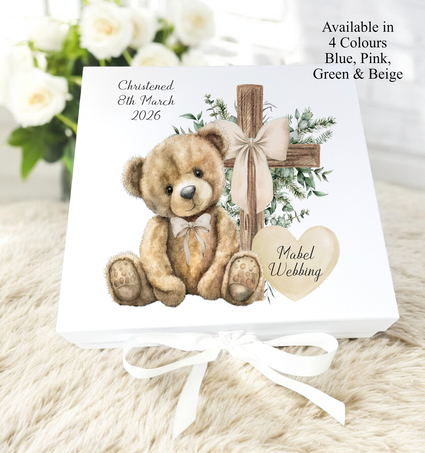 Personalised Christening Keepsake Gift Box 4 colour options
