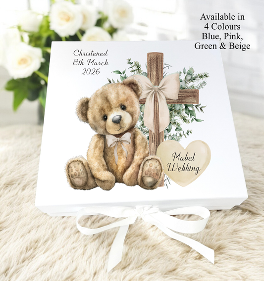 Personalised Christening Keepsake Gift Box 4 colour options