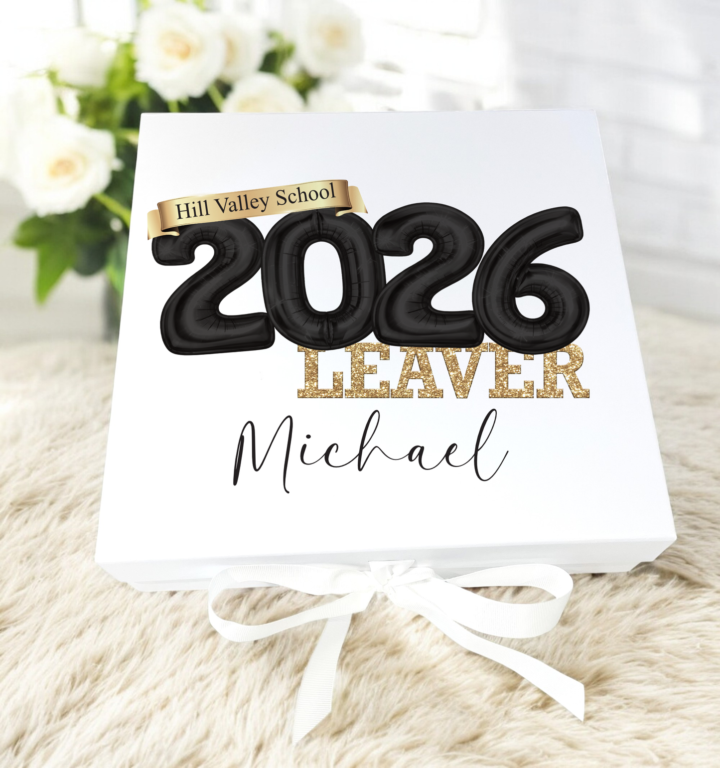2026 Leavers Box Coloured Balloons Design