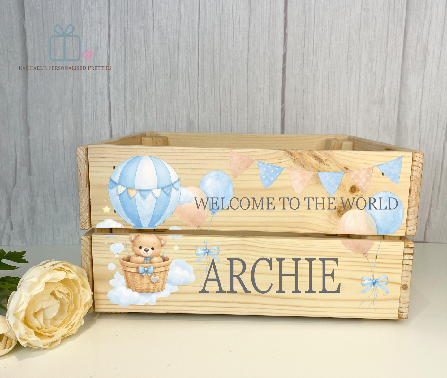 Blue New Baby Gift Crate