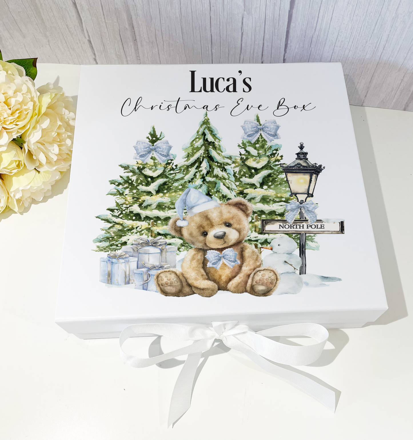 Blue North Pole Teddy Bear Christmas Eve Box