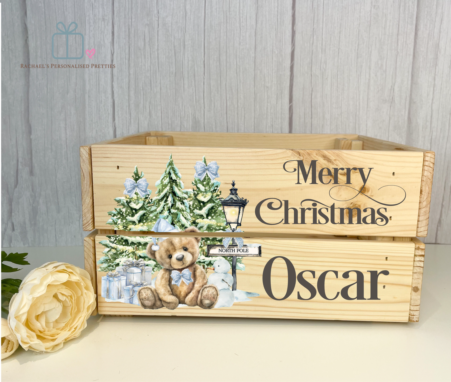 Blue North Pole Bear Christmas Crate