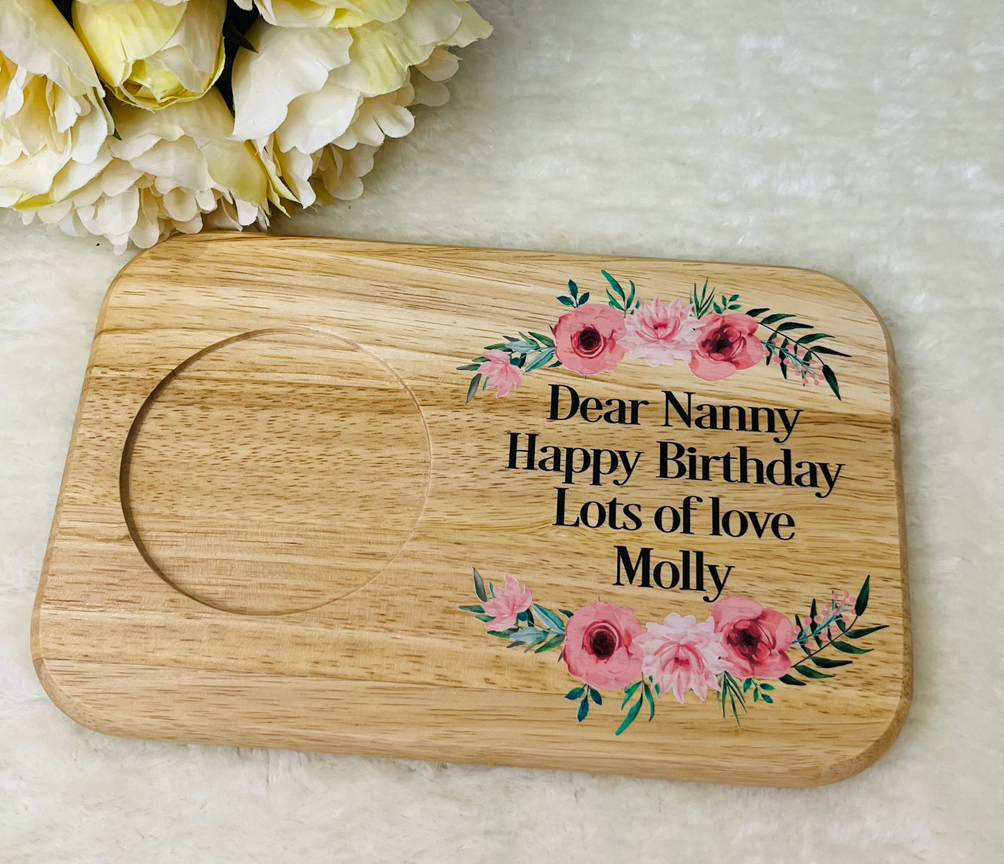 Personalised Tea & Biscuit Board - with floral boarder
