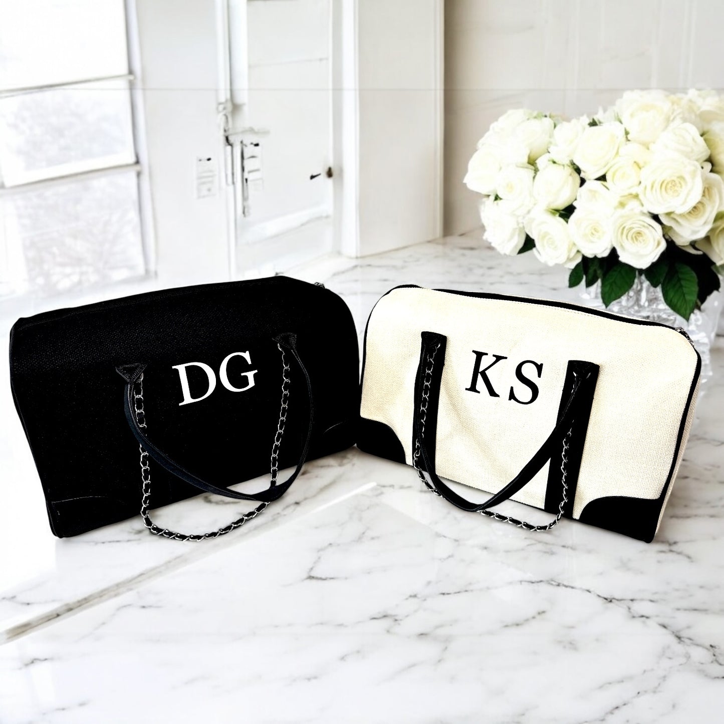Personalised Monogram Initial Canvas Holdall Bags
