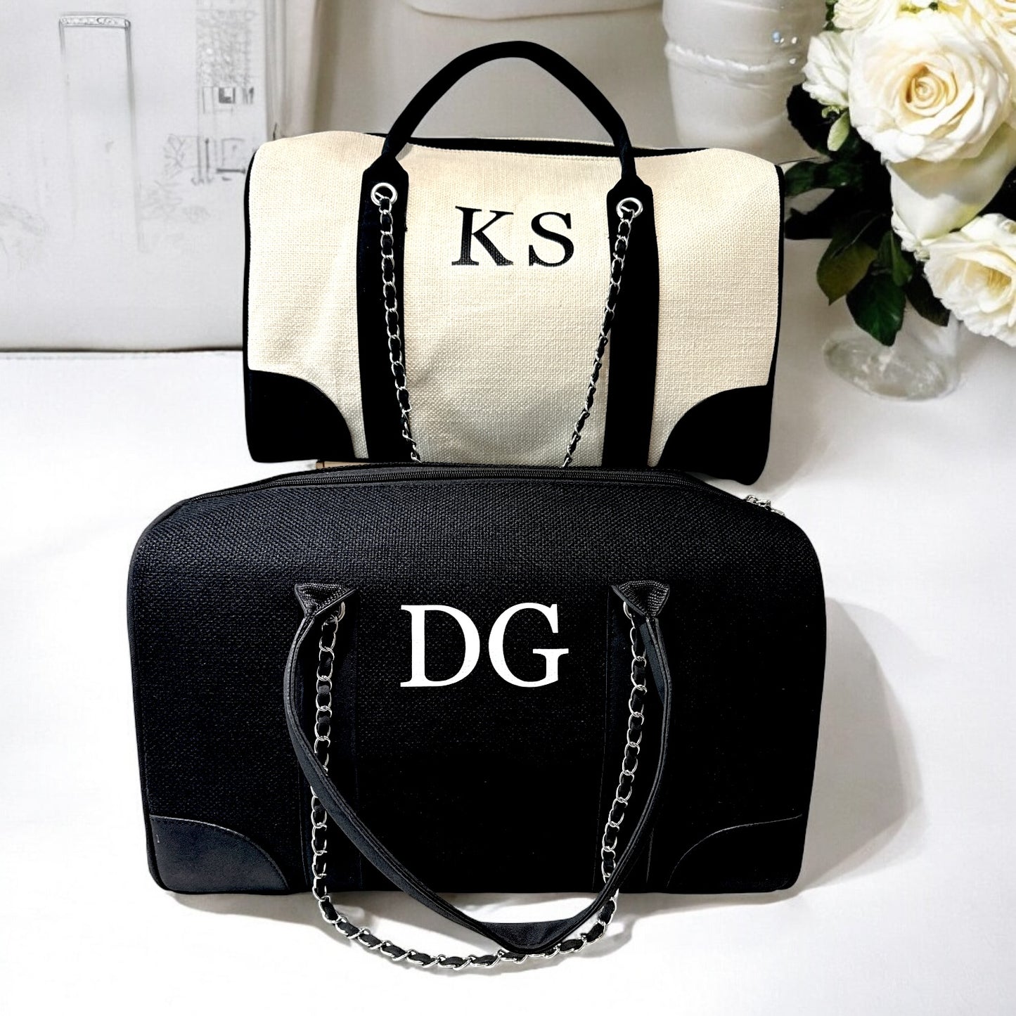 Personalised Monogram Initial Canvas Holdall Bags