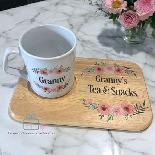 Personalised Tea & Biscuit Board - with floral boarder