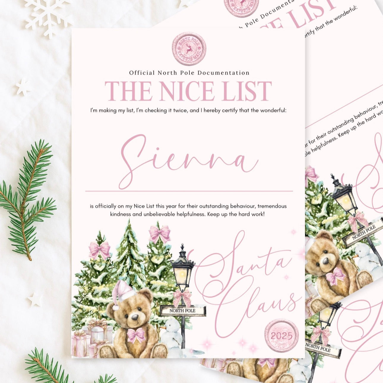 Pink North Pole Bear Letters