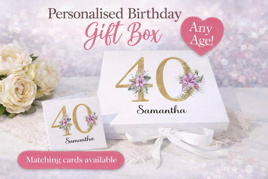Any Age Gift/Keepsake Box Gold Floral Numbers