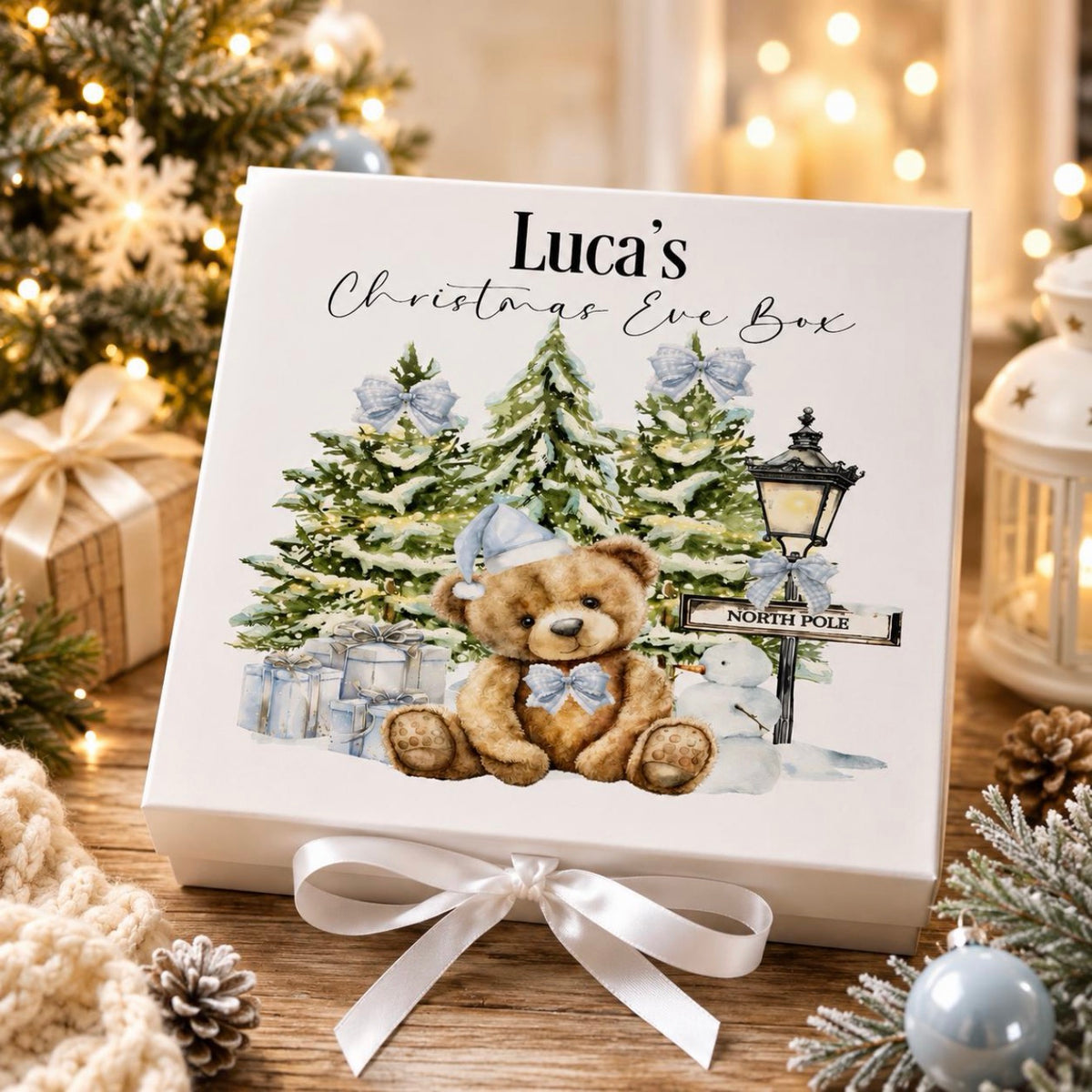 Blue North Pole Teddy Bear Christmas Eve Box