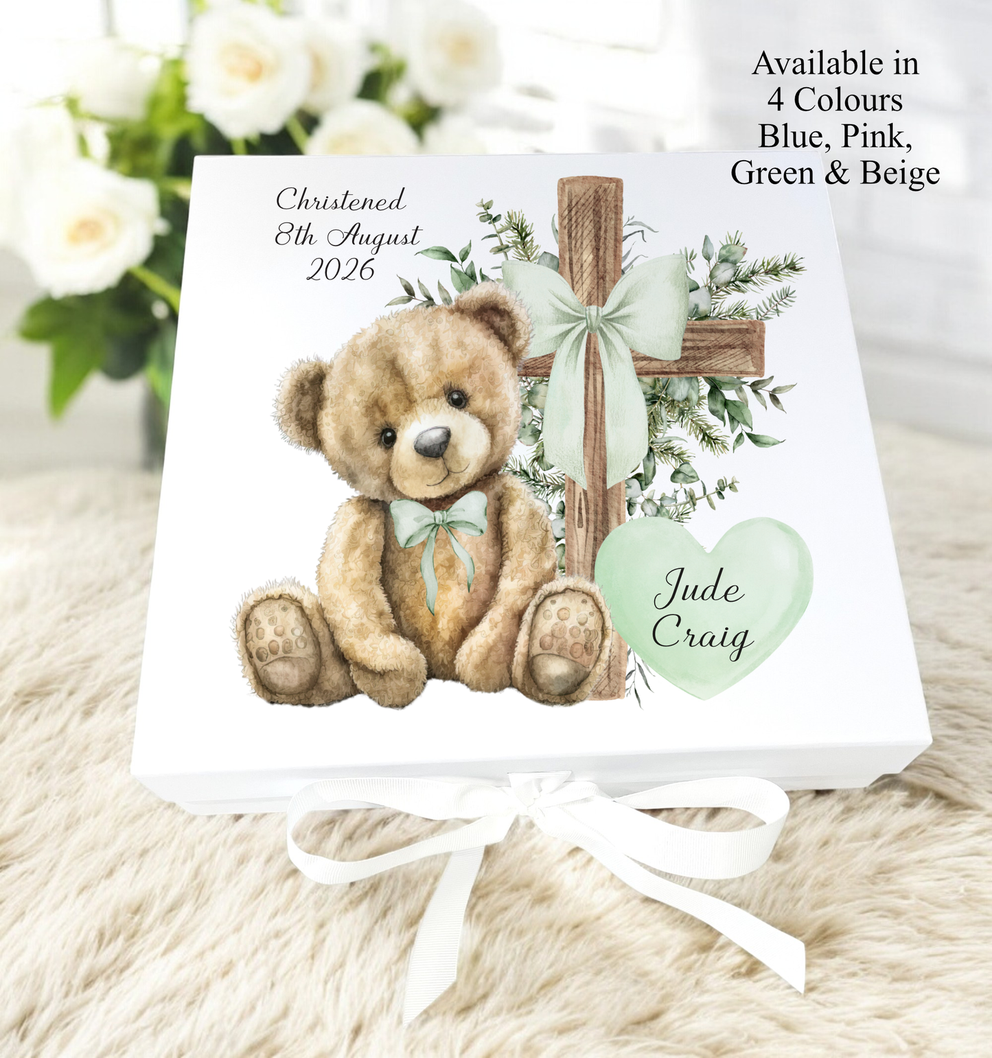 Personalised Christening Keepsake Gift Box 4 colour options