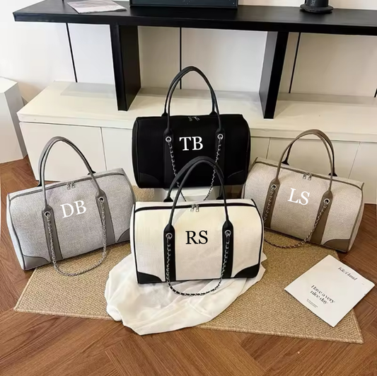 Personalised Monogram Initial Canvas Holdall Bags