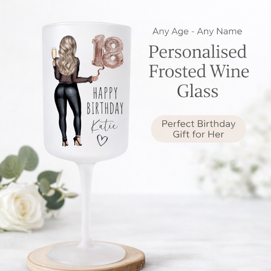 Personalised Wine Glass - Rose Gold Age Balloons