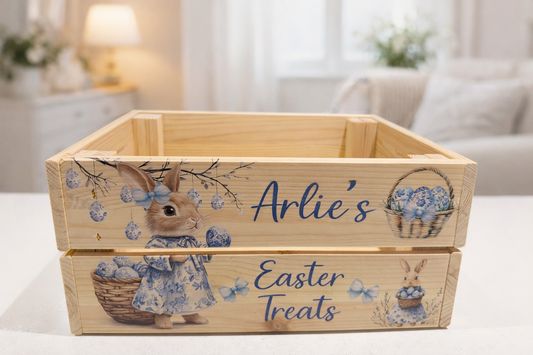 Blue Floral Easter Basket Crate