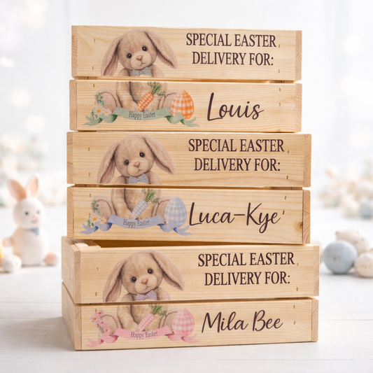 Gingham Easter Basket Crate - Blue, Pink or Green