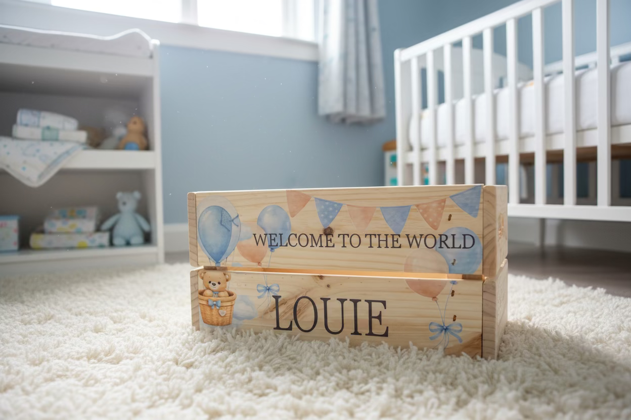 Blue New Baby Gift Crate