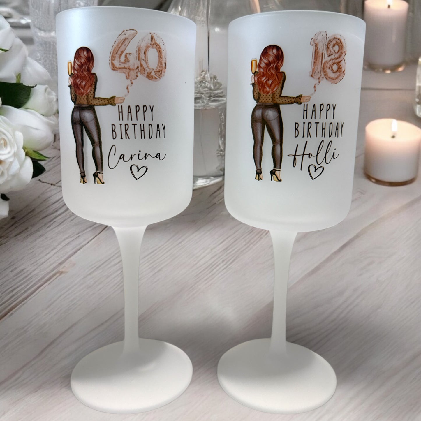 Personalised Wine Glass - Rose Gold Age Balloons