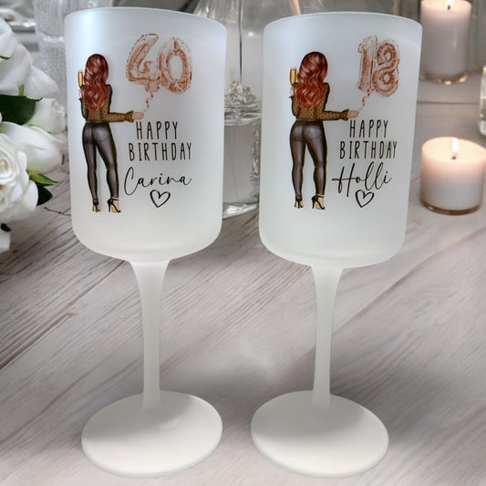 Personalised Wine Glass - Rose Gold Age Balloons