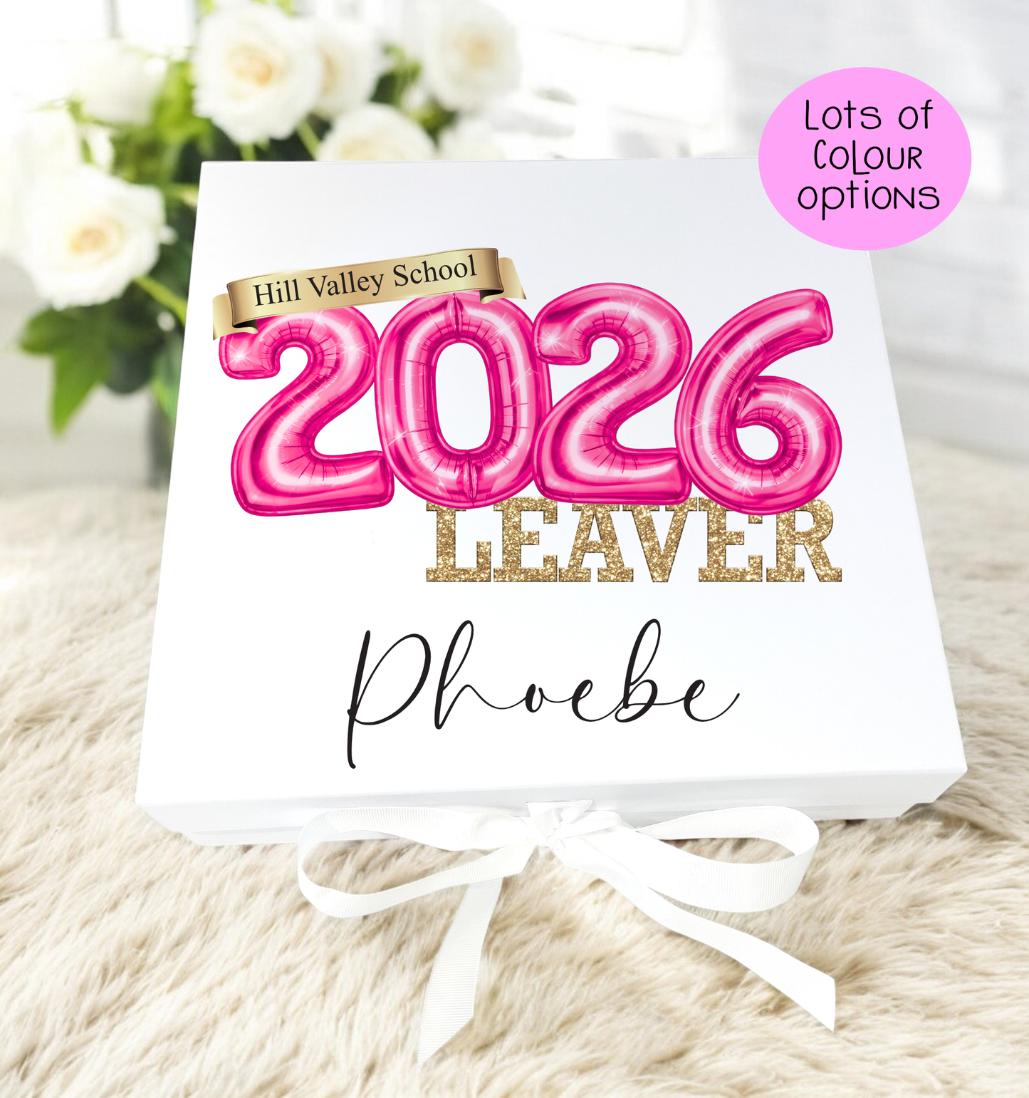 2026 Leavers Box Coloured Balloons Design