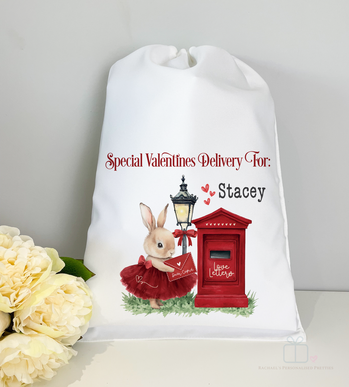 Personalised Valentine’s Little Bunny Rabbit Sack – A3 Gift Bag