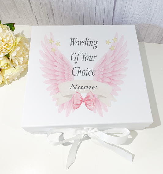 Pink Angel Wings Memory Box
