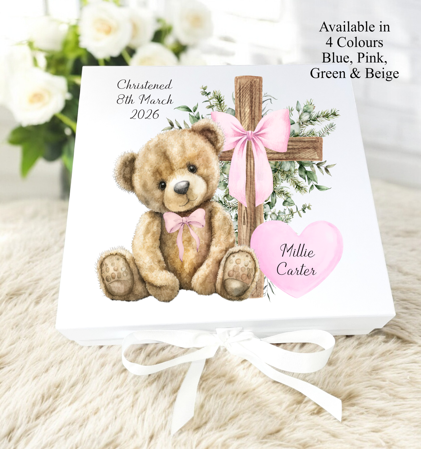 Personalised Christening Keepsake Gift Box 4 colour options