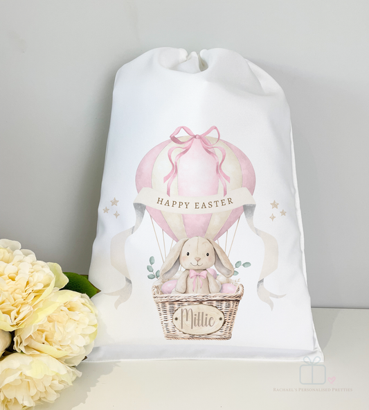 Easter Bunny Pink Hot Air Balloon Bunny A3 Sack Bag