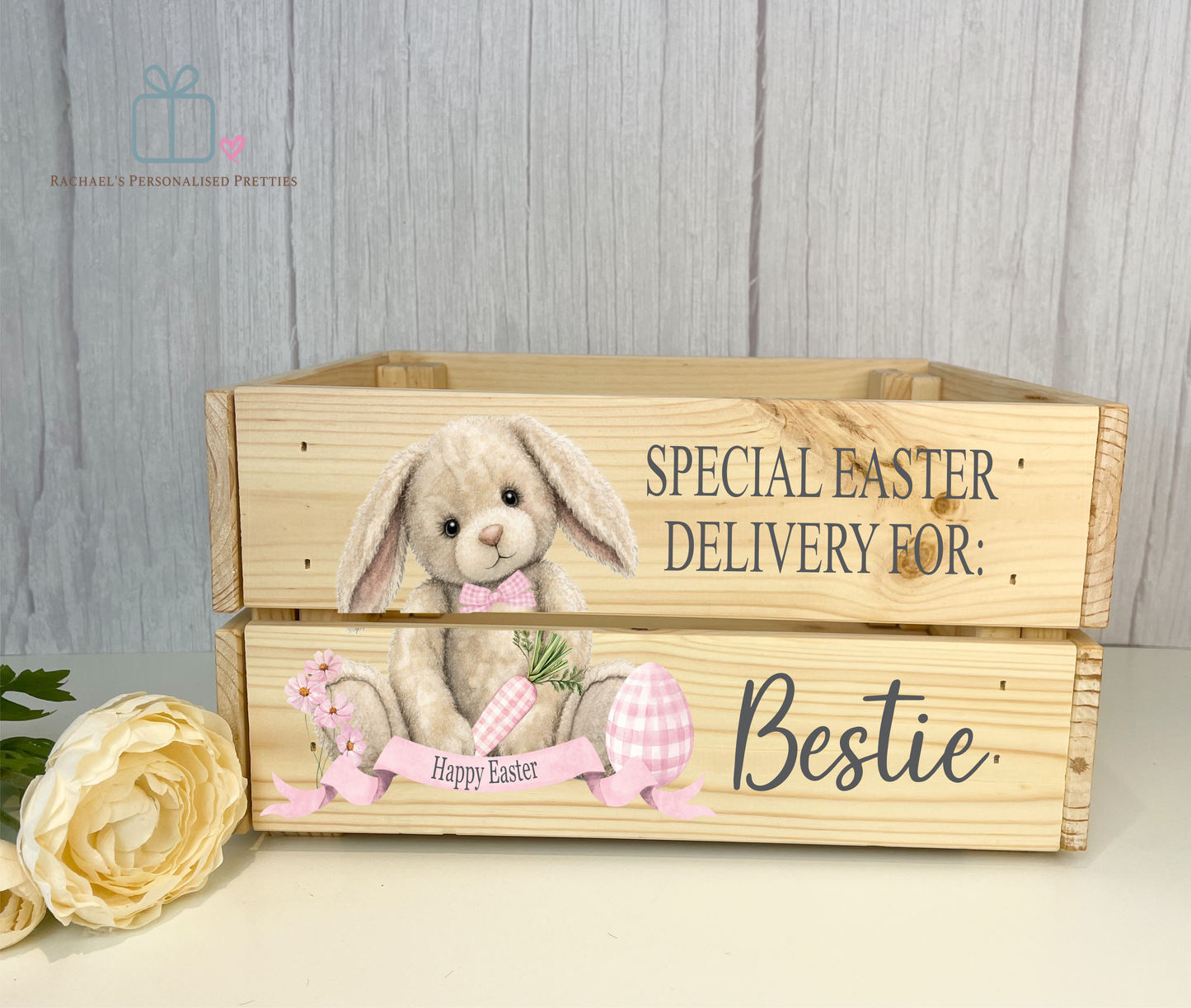 Gingham Easter Basket Crate - Blue, Pink or Green